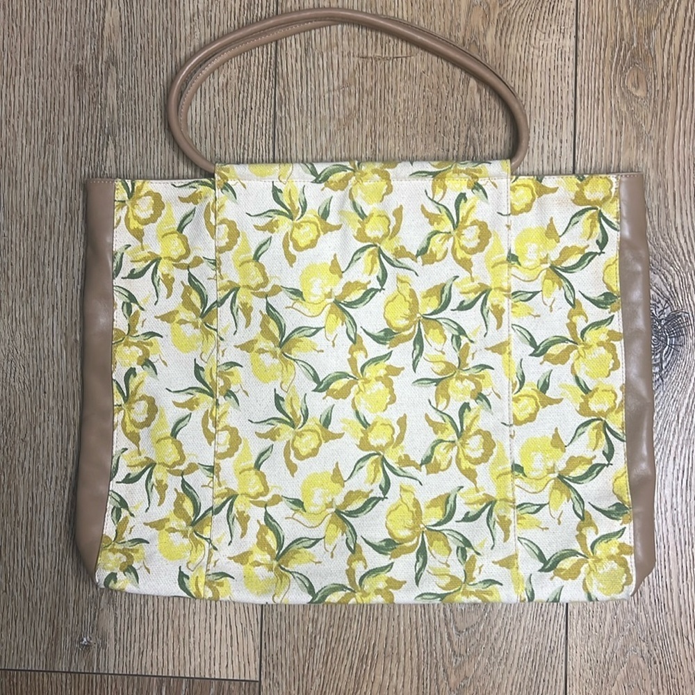 Caterina Lucchi Canvas & Leather Floral Print Tote